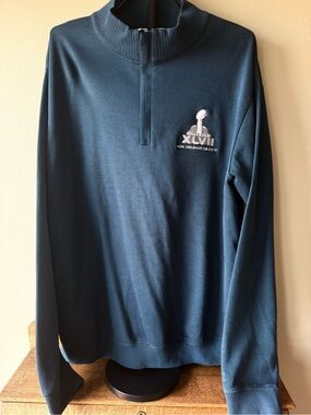Men's Teal Half-Zip Sweater with Embroidered XLVII Logo